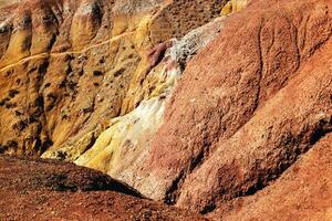 Natural texture of sandstone in colorful Mars in Altai Mountains, place named Mars 1 in Altai Republic, Russia photo