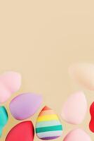 Colorful cosmetic beauty sponges different form Red, pink, rainbow colored makeup tools photo