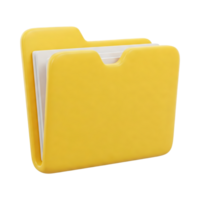 3D render of an open folder organizer with documents png