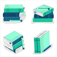 Stack of Books and Pencils,Flat Design Illustration Set vector