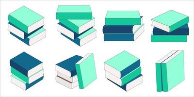 Stack of Books,A set of four minimalist flat-style illustrations vector