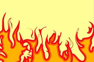 a fire background with flames and a yellow background vector