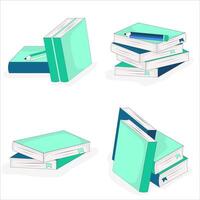 a set of four books with different colors vector