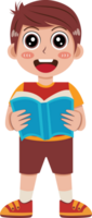 Illustration of Happy Boy Reading a Book png