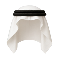 Traditional white keffiyeh with black agal isolated on transparent background, png