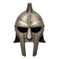 Front view of ancient Greek Corinthian helmet isolated on transparent background, png