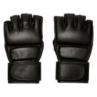 Pair of Black MMA Gloves in Fist Position Isolated on Transparent Background, png