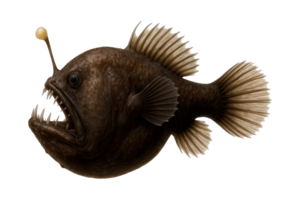 Deep Sea Anglerfish Side View Isolated on Transparent Background, png
