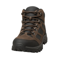 Brown hiking boot front view isolated on transparent background, png