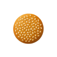 Top View of Sesame Seed Burger Bun Isolated on Transparent Background, png