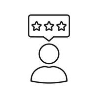 User Review With Stars Line Icon. Customer Feedback And Rating Outline Symbol. Quality Assessment And Satisfaction Evaluation. Editable Stroke. Isolated Illustration vector