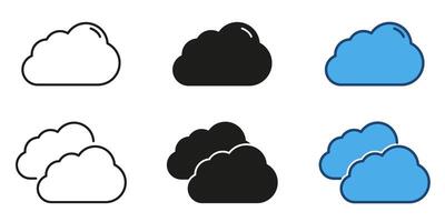 Cloud line and solid icon set. Cloud design and weather symbol collection. Isolated illustration vector