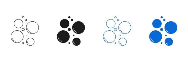 Bubble Design And Clean Theme Line And Solid Icon Set. Soap, Sparkling, And Freshness Symbol Collection. Isolated Illustration vector