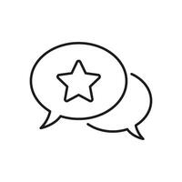 Speech Bubbles With Star Line Icon. Customer Feedback, Review, And Rating Communication Outline Symbol. User Experience And Satisfaction. Editable Stroke. Isolated Illustration vector