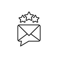 Envelope With Stars Line Icon. Customer Feedback, Review, And Rating Communication Outline Symbol. Quality Assurance And Client Satisfaction. Editable Stroke. Isolated Illustration vector