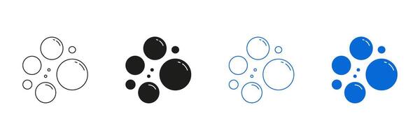 Bubble Cluster Line And Solid Icon Set. Soap Bubbles Symbol Collection. Isolated Illustration vector