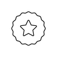 Award Badge With Star Line Icon. Achievement Recognition, Quality Assurance, And Excellence Certification Outline Symbol. Merit And Honor. Editable Stroke. Isolated Illustration vector