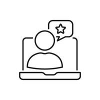 User Review And Feedback Icon. Customer Satisfaction And Online Rating Outline Symbol. Digital Evaluation And Testimonial Concept. Editable Stroke. Isolated Illustration vector