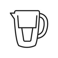 Water Filter Pitcher Line Icon. Home Water Purification And Filtration System Outline Symbol. Clean Drinking Water Solution. Editable Stroke. Isolated Illustration vector
