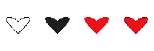 Heart Pixelated Icon Set. Pixel Art Symbol Collection Of Heart Icons In Various Colors. Isolated Illustration vector