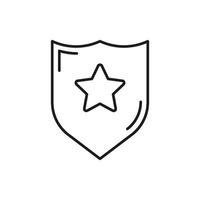Shield With Star Line Icon. Security, Protection, And Safety Assurance Outline Symbol. Defense And Trust Representation. Editable Stroke. Isolated Illustration vector