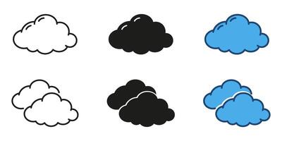 Cloud icons for weather and forecast, line and solid icon set. Collection cloud symbols for digital use. Isolated illustration vector