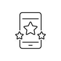 Smartphone With Stars Line Icon. Mobile App Rating, User Feedback, And Review System Outline Symbol. Customer Satisfaction And Quality Assessment. Editable Stroke. Isolated Illustration vector