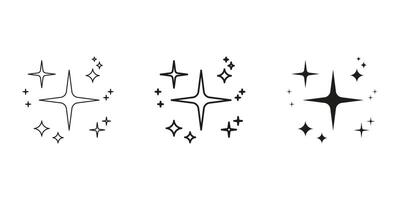 Star And Sparkle Decorative Line And Solid Icon Set. Radiant Twinkle And Shine Symbol Collection. Isolated Illustration vector