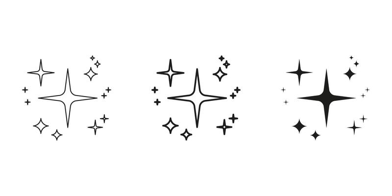 Star And Sparkle Decorative Line And Solid Icon Set. Radiant Twinkle And Shine Symbol Collection. Isolated Illustration