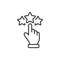 Hand Selecting Star Rating Line Icon. Customer Feedback, Review, And Satisfaction Evaluation Outline Symbol. Quality Assessment And User Experience. Editable Stroke. Isolated Illustration vector