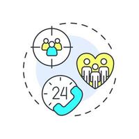 Client centric multi color concept icon. Customer satisfaction, experience. Target audience. Round shape line illustration. Abstract idea. Graphic design. Easy to use in infographic, presentation vector