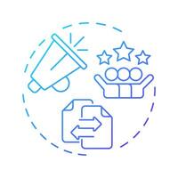 Collaborate and promote visibility blue gradient concept icon. Customer feedback, experience. Round shape line illustration. Abstract idea. Graphic design. Easy to use in blog post, presentation vector