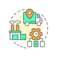 Value stream mapping multi color concept icon. Process map. Manufacturing, distribution. Round shape line illustration. Abstract idea. Graphic design. Easy to use in infographic, presentation vector