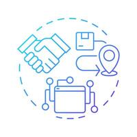 Partners and suppliers blue gradient concept icon. Teamwork, collaboration. Compliance, regulation. Round shape line illustration. Abstract idea. Graphic design. Easy to use in blog post, presentation vector