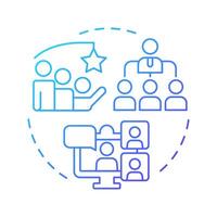 Organizations and people blue gradient concept icon. Corporate hierarchy. Teamwork organization, workflow. Round shape line illustration. Abstract idea. Graphic design. Easy to use in blog post vector