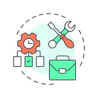 Development multi color concept icon. Solution business. Process map, workflow organization. Round shape line illustration. Abstract idea. Graphic design. Easy to use in infographic, presentation vector
