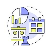 Conditions multi color concept icon. Business strategy, planning. Statistics, analysis. Round shape line illustration. Abstract idea. Graphic design. Easy to use in advertising, marketing vector