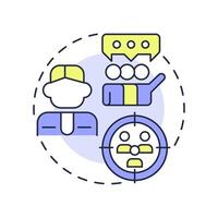 Stakeholders multi color concept icon. Target audience, quality. Customer experience. Round shape line illustration. Abstract idea. Graphic design. Easy to use in advertising, marketing vector