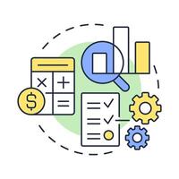 Transformation multi color concept icon. Statistical analysis. Calculation, accounting. Round shape line illustration. Abstract idea. Graphic design. Easy to use in advertising, marketing vector