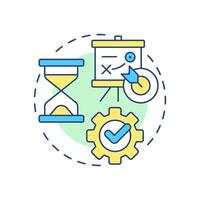 Project workflow multi color concept icon. Business planning, strategy. Time management. Round shape line illustration. Abstract idea. Graphic design. Easy to use in advertising, marketing vector