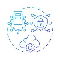 Information and technology blue gradient concept icon. Cloud infrastructure. Dataservers, database. Cyber security. Round shape line illustration. Abstract idea. Graphic design. Easy to use vector