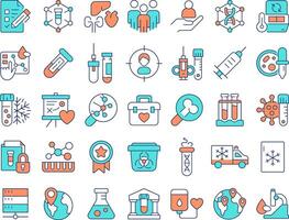 Biobanking line color icons set. Medical storage of bio specimens for research. Scientific examination of samples. illustrations. Simple flat colorful symbols collection. Editable stroke vector