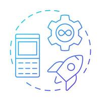 DevOps blue gradient concept icon. Software development, technology. Efficiency, productivity. Round shape line illustration. Abstract idea. Graphic design. Easy to use in blog post, presentation vector