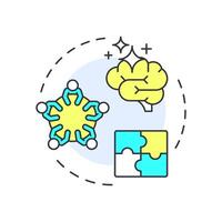 Multidisciplinary team multi color concept icon. Brainstorm, teamwork. Creative thinking. Round shape line illustration. Abstract idea. Graphic design. Easy to use in infographic, presentation vector