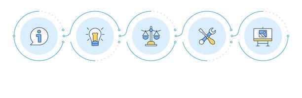 Value engineering steps infographic 5 steps. Teamwork organization, brainstorm. Customer experience. Flow chart infochart. Editable info graphics icons vector