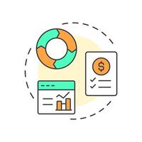 Life cycle cost multi color concept icon. Statistical metrics, chart. Budget, bill. Round shape line illustration. Abstract idea. Graphic design. Easy to use in infographic, presentation vector