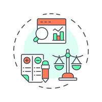 Evaluation multi color concept icon. Statistical metrics analysis. Balance sheet, comparison scales. Round shape line illustration. Abstract idea. Graphic design. Easy to use in infographic vector