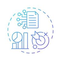 Service strategy blue gradient concept icon. Statistical metrics, efficiency. Goal target, documentation. Round shape line illustration. Abstract idea. Graphic design. Easy to use in blog post vector