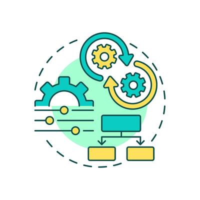 Parallel workflow multi color concept icon. Process management. Efficiency, productivity. Round shape line illustration. Abstract idea. Graphic design. Easy to use in advertising, marketing