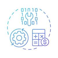 Optimize it resources blue gradient concept icon. Cost efficiency, software development. Round shape line illustration. Abstract idea. Graphic design. Easy to use in blog post, presentation vector